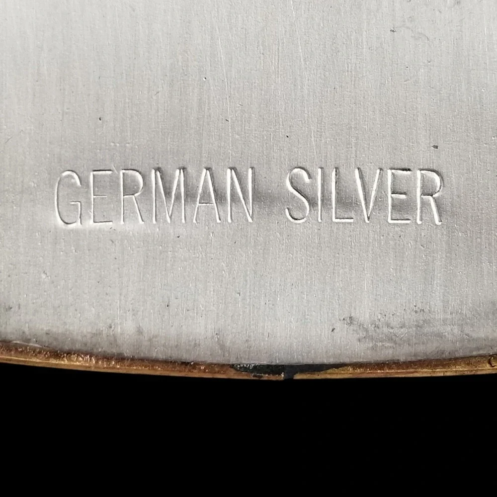 Vintage Belt Buckle Steer Wrestling German‎ Silver Gold Rodeo Western Oval